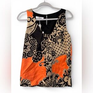 Tibi New York Vintage Floral Silk Sleeveless Blouse Top size S